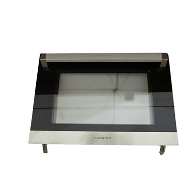 Range - Oven Door Assembly - w/Silver Handle - Bottom Trim - Black Glass - C-FGR24D3A1A-SS-11