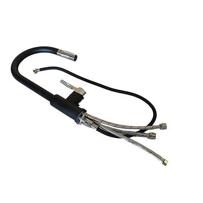 Faucet - Kitchen - Pull-Out - Single Hole - Satin Nickel Lever Handle/Head Matte Black