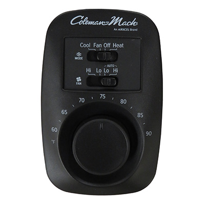 Furnace - Thermostat - 12V - Wall Mount Heat/Cool - Black