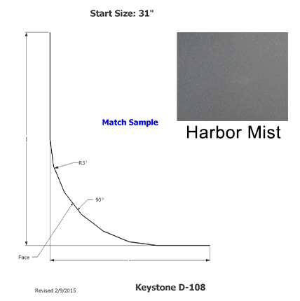 Skirt - Metal - 040 - 31" x 195" - 3"Rad - D-108 - Harbor Mist