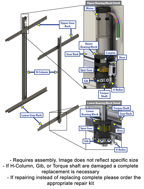 Mechanism - Slide - In Wall - 31 5/8" x 64" - HC54 - RH1 - C-BK - R - BK - 1 I-EK - O-FLT - SB - RF - CF STS - Disassembled