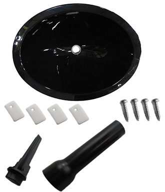 Sink - Lavatory - 10" x 13" - Oval - Plastic - w/Tailpiece/Stopper/Clips - B-2 Black