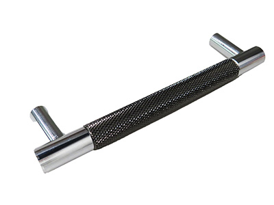 Door - Pull - 128MM - Textured - Gunmetal Pull - w/Chrome Ends