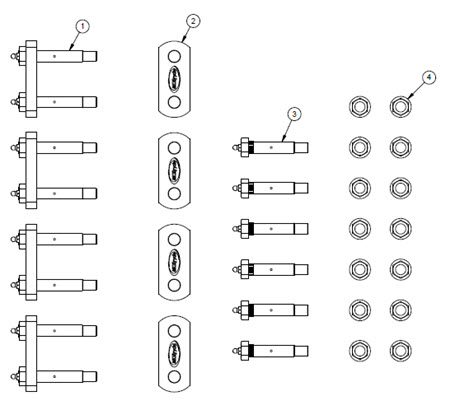 Axle - Attaching Parts Kit - Tandem Axle - Wet Bolt - Complete Suspension - 1/2-20 Thread