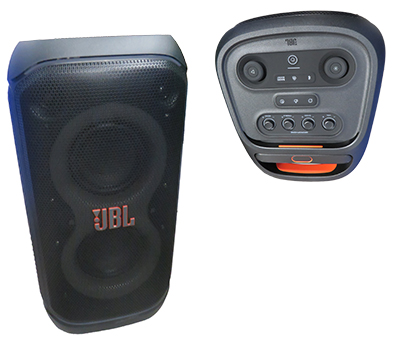 Radio - Speaker - Portable - Adaptive Lightshow - Splashproof - Replaceable Battery - Telescopic Handle & Wheels - JBL Party Speaker
