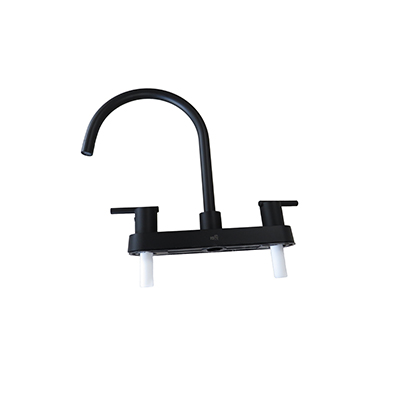 Faucet - Kitchen - J Spout - 8" Deck Plate - 2 Handles - Plastic - Matte Black - China