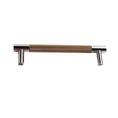 Door - Pull - 128MM - Textured - Gold Pull - w/Chrome Ends