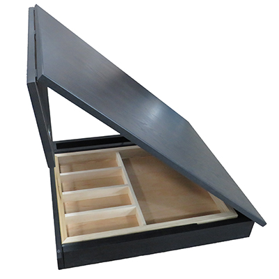 Table - Dinette - 26" x 35 1/2" - w/9" Leaf - w/Pullout Silverware Drawer - Hardwood - Ash - Midnight Maple