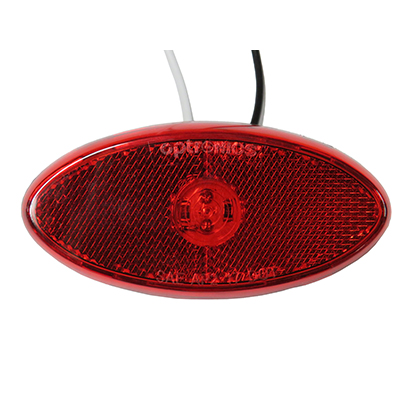 Light - Clearance - Marker - Oval - w/Gasket - Red - w/Black Base