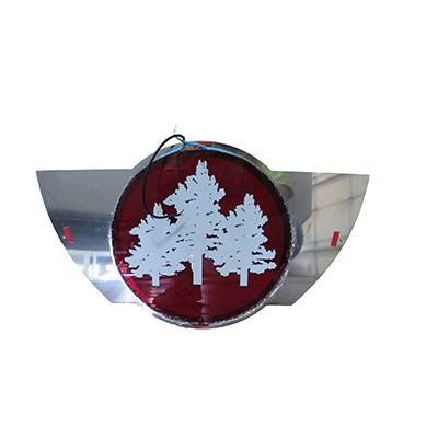 Light - Redwood Logo - 11.8" - Round - Laser Etched - Acrylic - w/Bezel & Light Strip - Red - Unassembled - Import