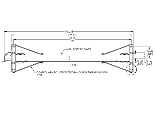Jack - Stabilizer - PSX1 - 26" Stroke - Orange Arms - No Bracket