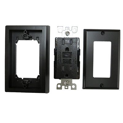 Recept - GFI - Self Test - 15A - 125V - Textured Black - w/Cover - 32229 - TST15