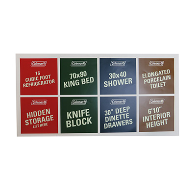 Label - Sheet - Coleman Callout - 16 3/4" x 8 3/4" - Vinyl - Matte - Pro Adhesive - White