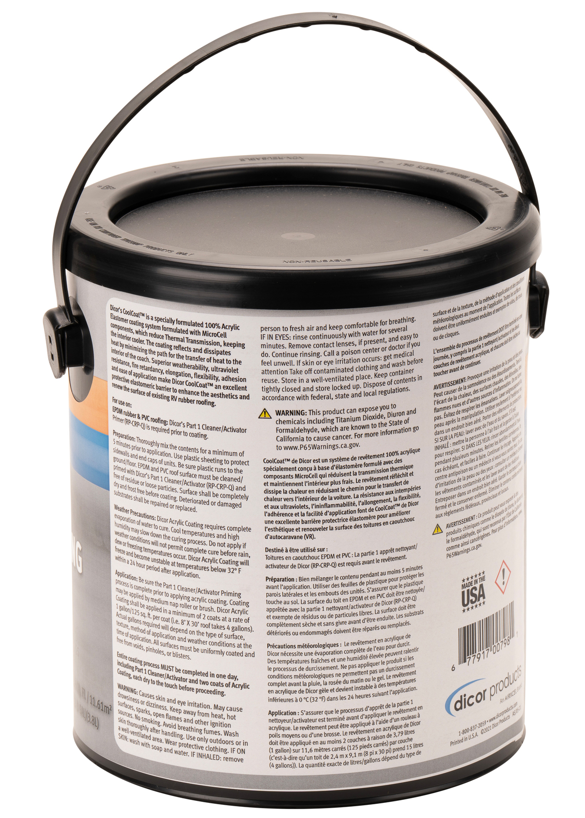 Cool Coat Insulated EPDM Rubber Roof Coating, Gallon